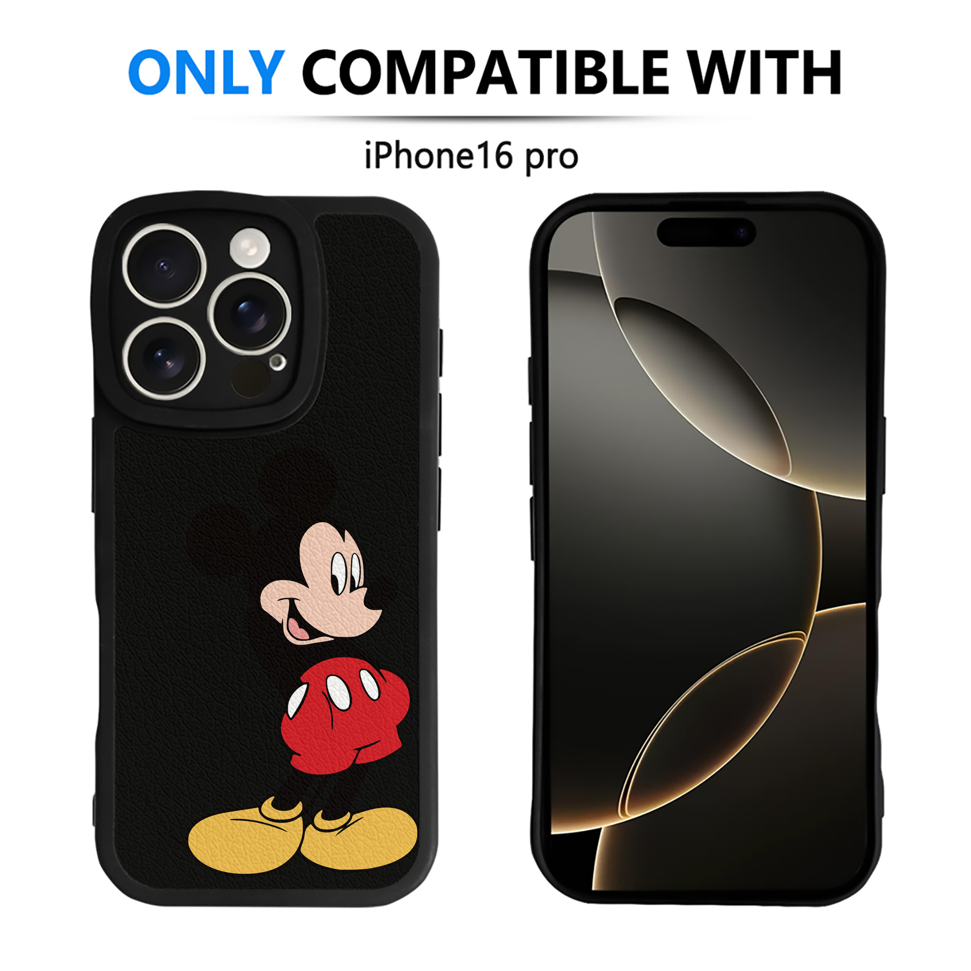 （画像用） ミッキーマウス Mickey Mouse 【iPhone 16シリーズ対応】シリコンスマホケース（レザー調） 材質：シリコン